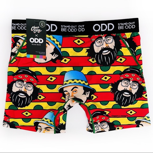 Odd Sox Cheech and Chong Boxer Briefs Mens Large Underwear Red Yellow Fun Gift - Picture 1 of 6
